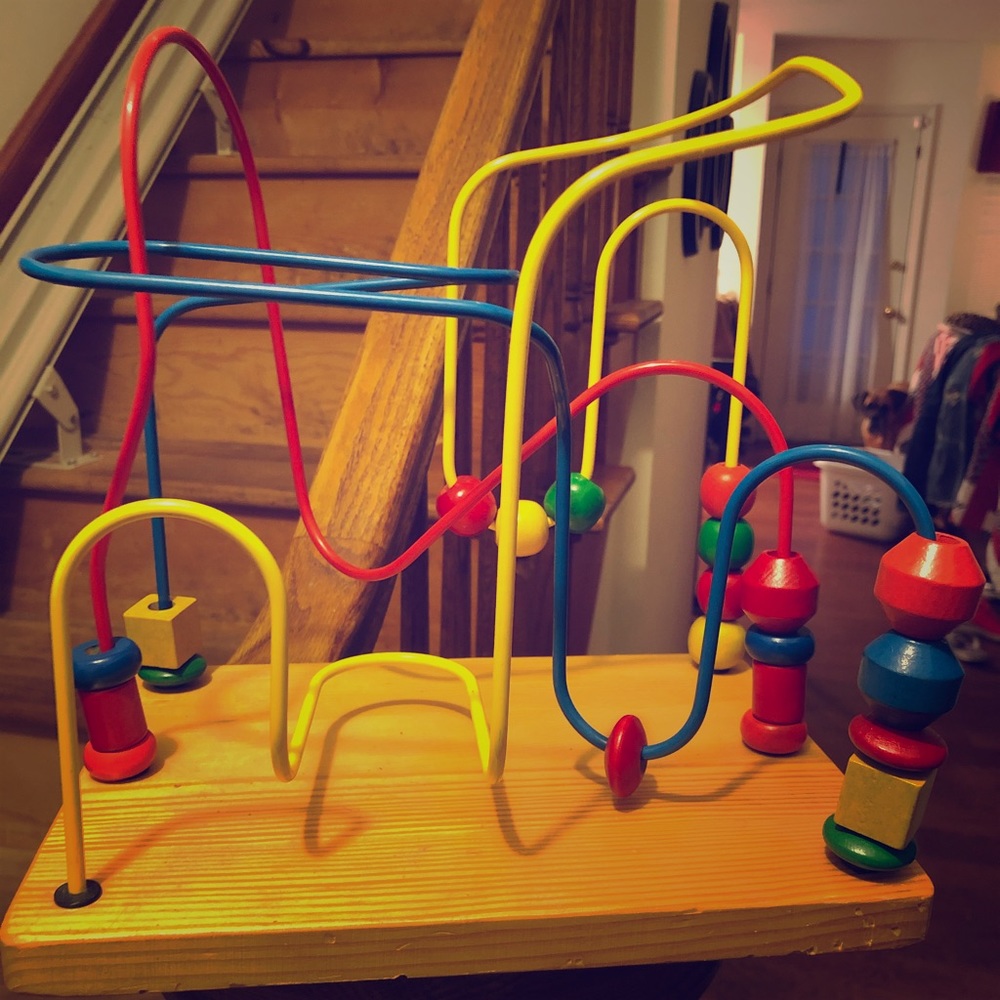 Wooden based Toy primary color loops and beads.